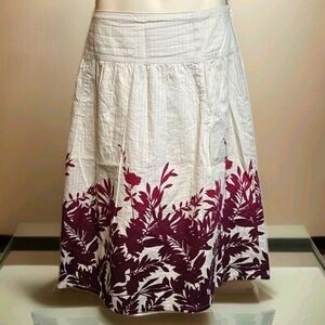 150 Eddie Bauer Cream and White Midi A-Line Skirt Size 14